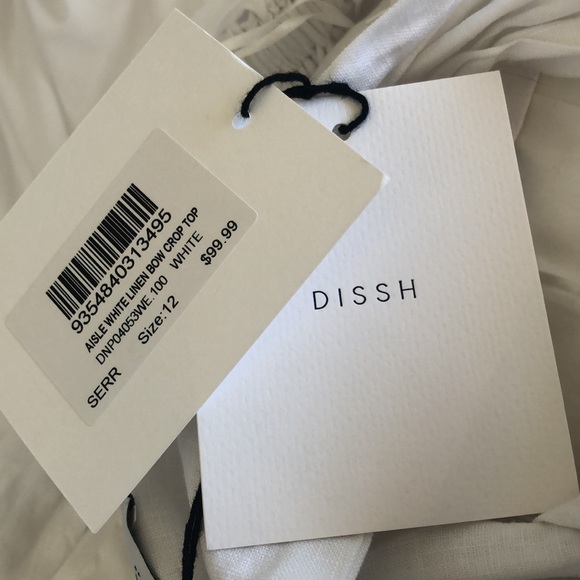 Dissh Aisle Edit white linen bow crop top - Picture 7 of 7